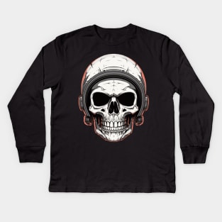 Skull with Helmet Kids Long Sleeve T-Shirt